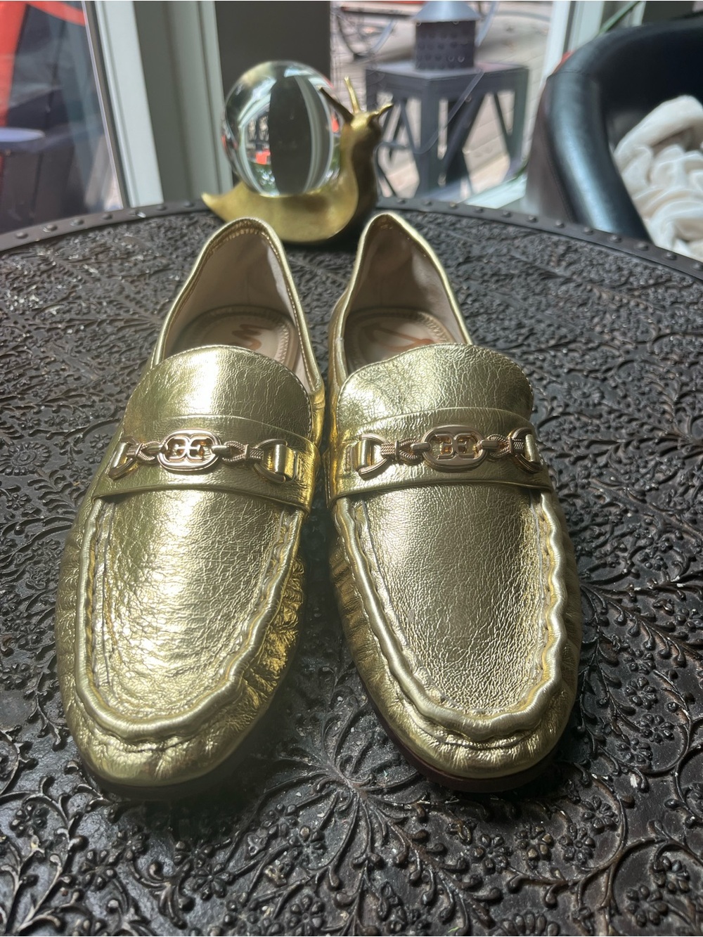 SAM EDELMAN LUCCA BIT LOAFERS IN AMBER GOLD 8.5 - Picture 9 of 11
